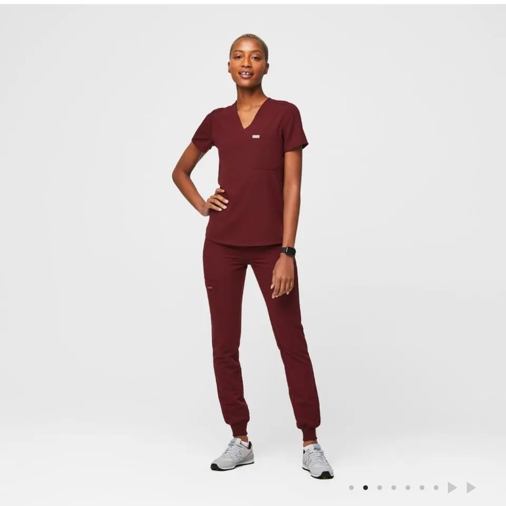 Figs Red Track Pants Joggers High-Waisted Tapered and Top